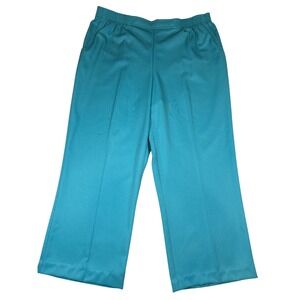 Alfred Dunner Vintage Teal Blue Elastic Waist Straight Leg Pants Womens 16